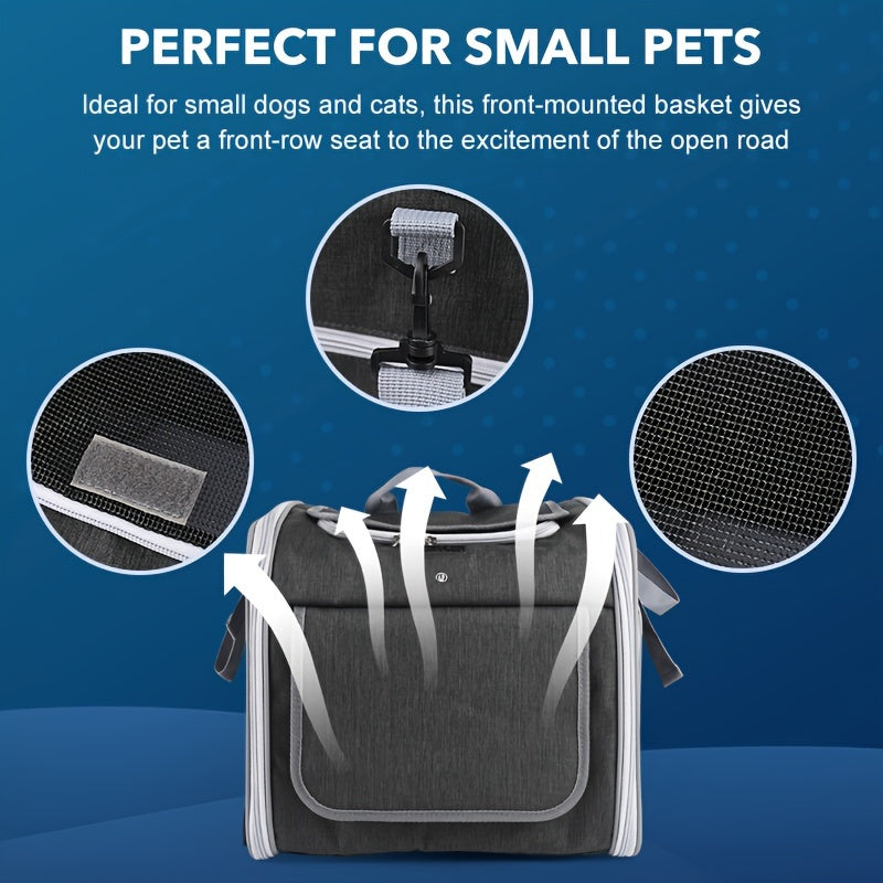 Expandable Pet Bicycle Basket – Comfortable and Safe for Small Dogs and Cats