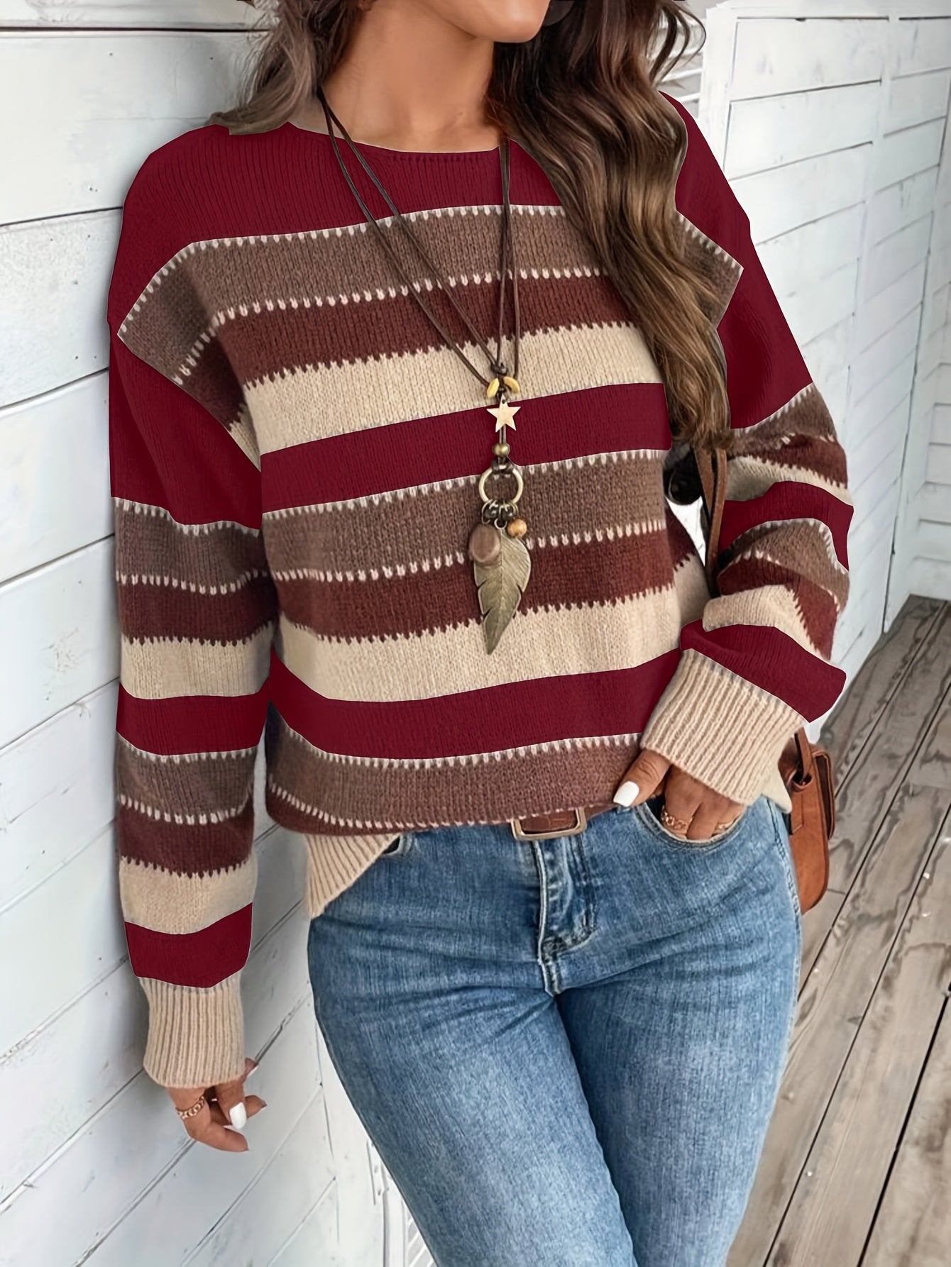 Vintage Striped Knit Jumper – Relaxed Fit with Timeless Everyday Elegance