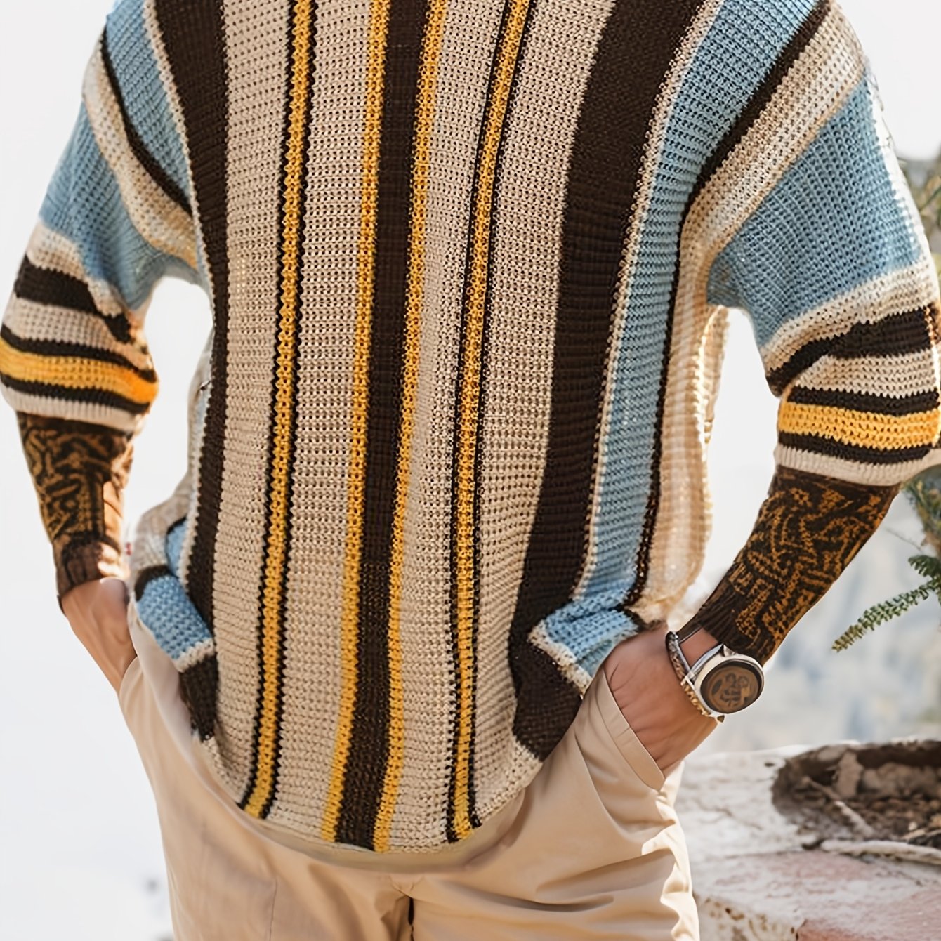 Casual Striped Knitted Sweater – Comfortable and Airy