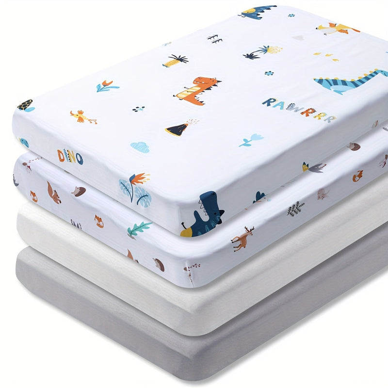 Soft Animal Print Crib Sheets – 4-Piece Set for Comfort and Style in the Nursery