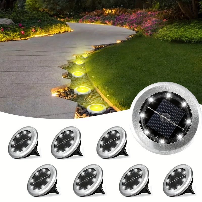 Solar Ground Spot Lighting – Geometric Stainless Steel Design for Gardens and Paths