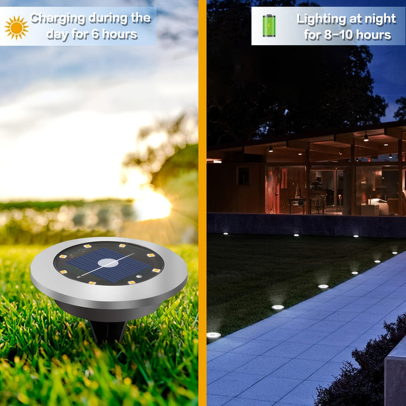 Solar Ground Spot Lighting – Geometric Stainless Steel Design for Gardens and Paths