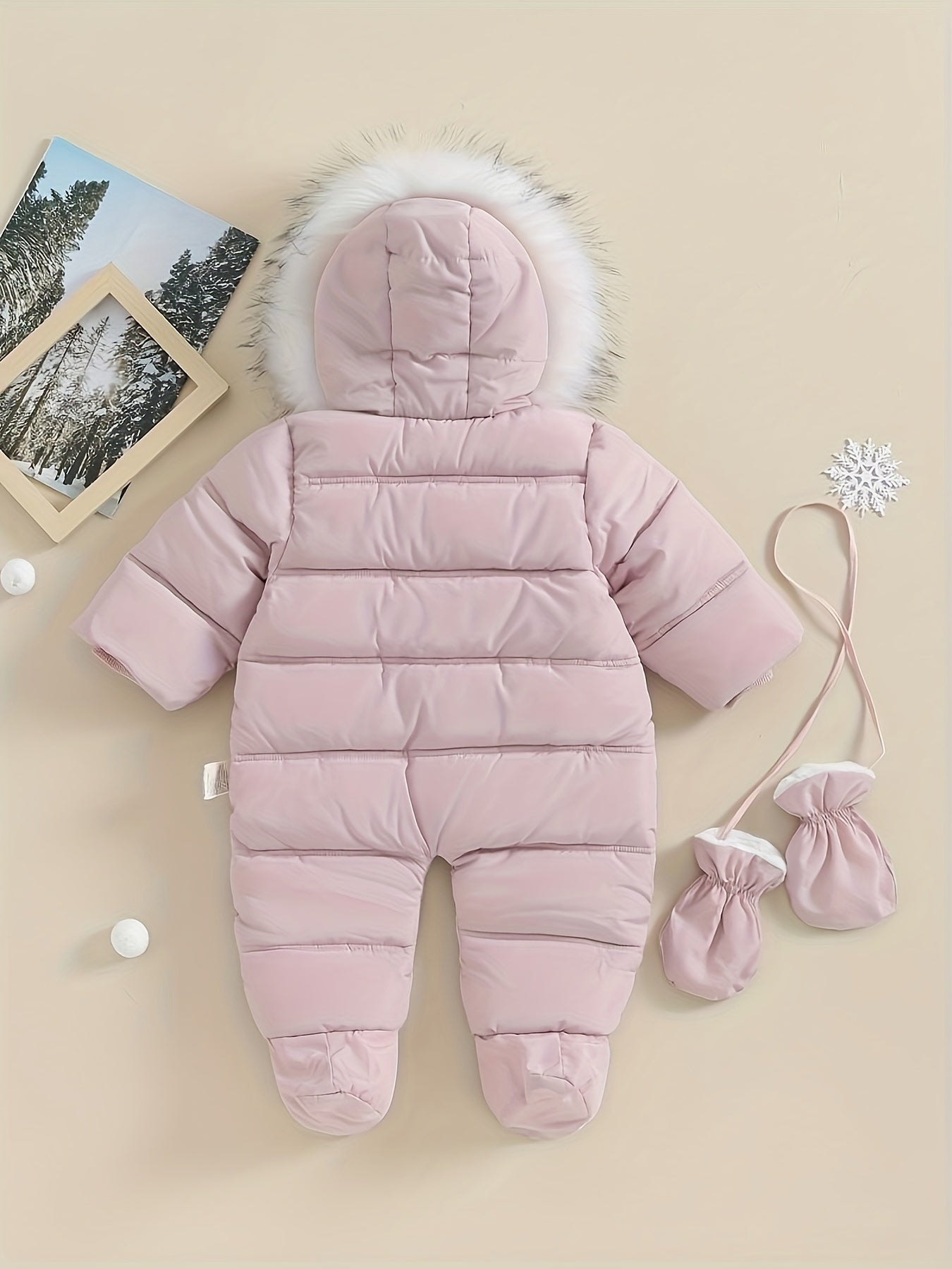 Snowy Baby Romper – Warm Winter Onesie with Hood for Outdoors