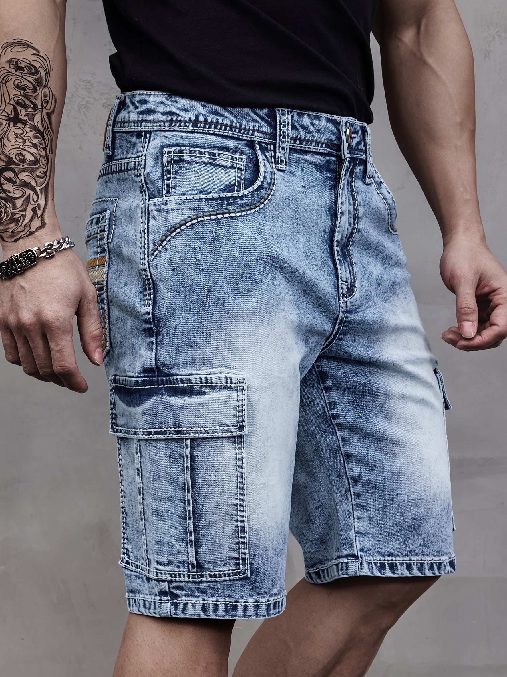Men's Multi-Pocket Denim Shorts - Practical and Comfortable