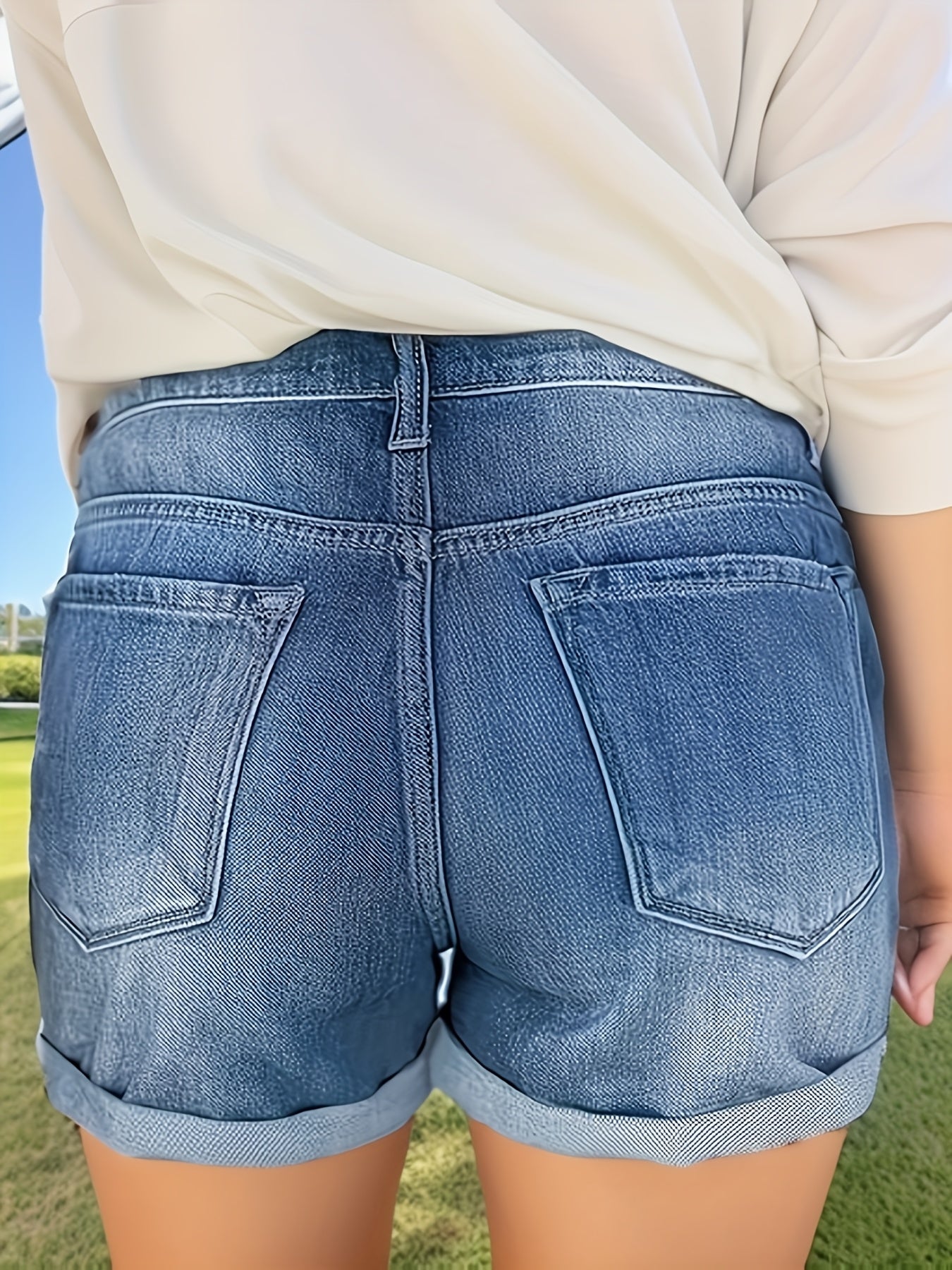 Women’s Stretch Denim Shorts – Distressed & Comfortable Fit