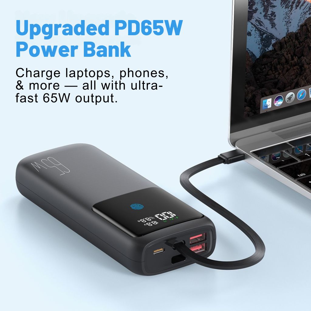 VoltMate Pro 65W – Smart Multi-Charge Power Bank with Touch Display