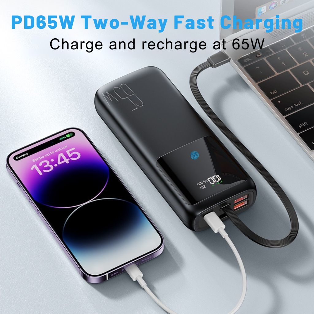 VoltMate Pro 65W – Smart Multi-Charge Power Bank with Touch Display