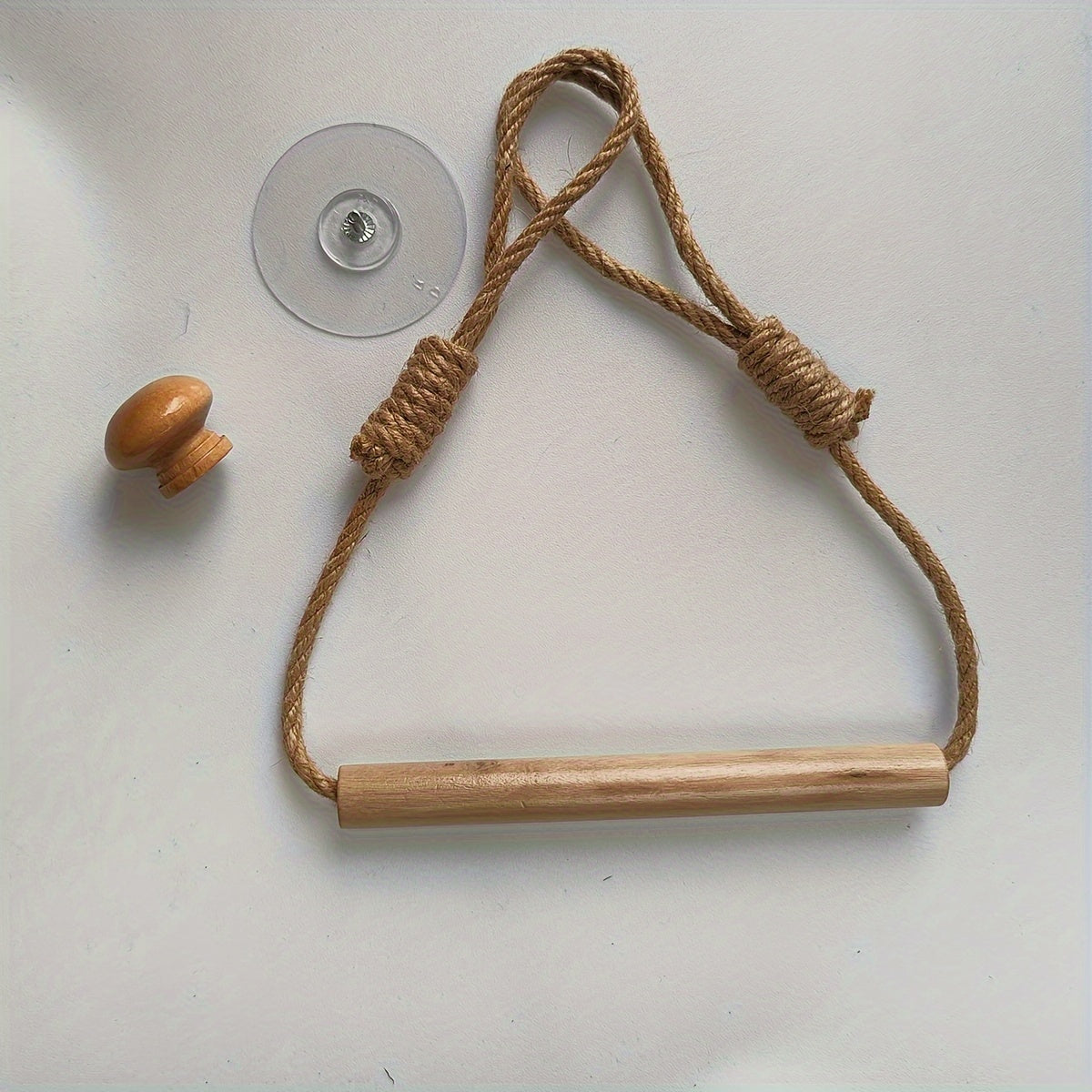 Rustic Toilet Paper Holder – Macramé Rope and Wooden Rod for Bathroom