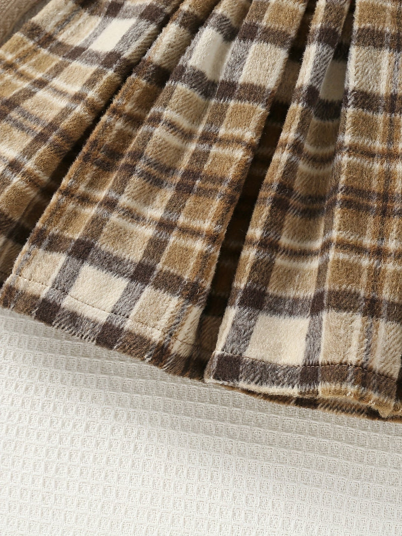 Eva Winter Outfit for Children - Turtleneck Sweater with Checked Skirt and Hat