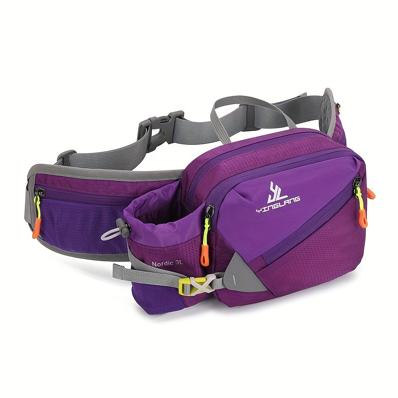Versatile Running Waist Bag with Water Bottle Holder – Durable Nylon with Zippers for Hiking and Marathons