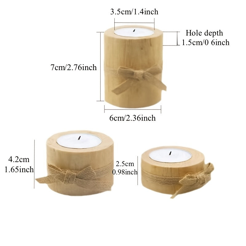Wooden Tea Light Holder with Jute Twine – Rustic Decoration for Home and Garden