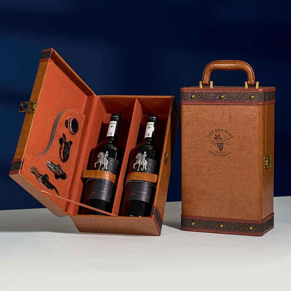 Classic 2-Bottle Wine Carrier with Accessories – Portable Gift Box