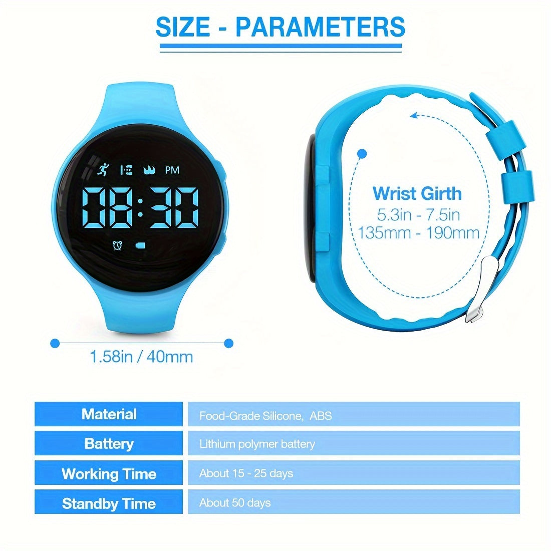 LED Digital Pedometer Watch with Vibrating Alarm – Fitness Tracker for Kids