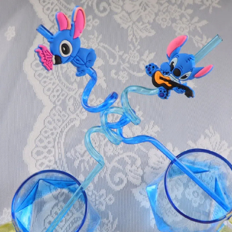 Stitch Reusable Straw Set – 16 Colorful Straws for Parties and Birthdays