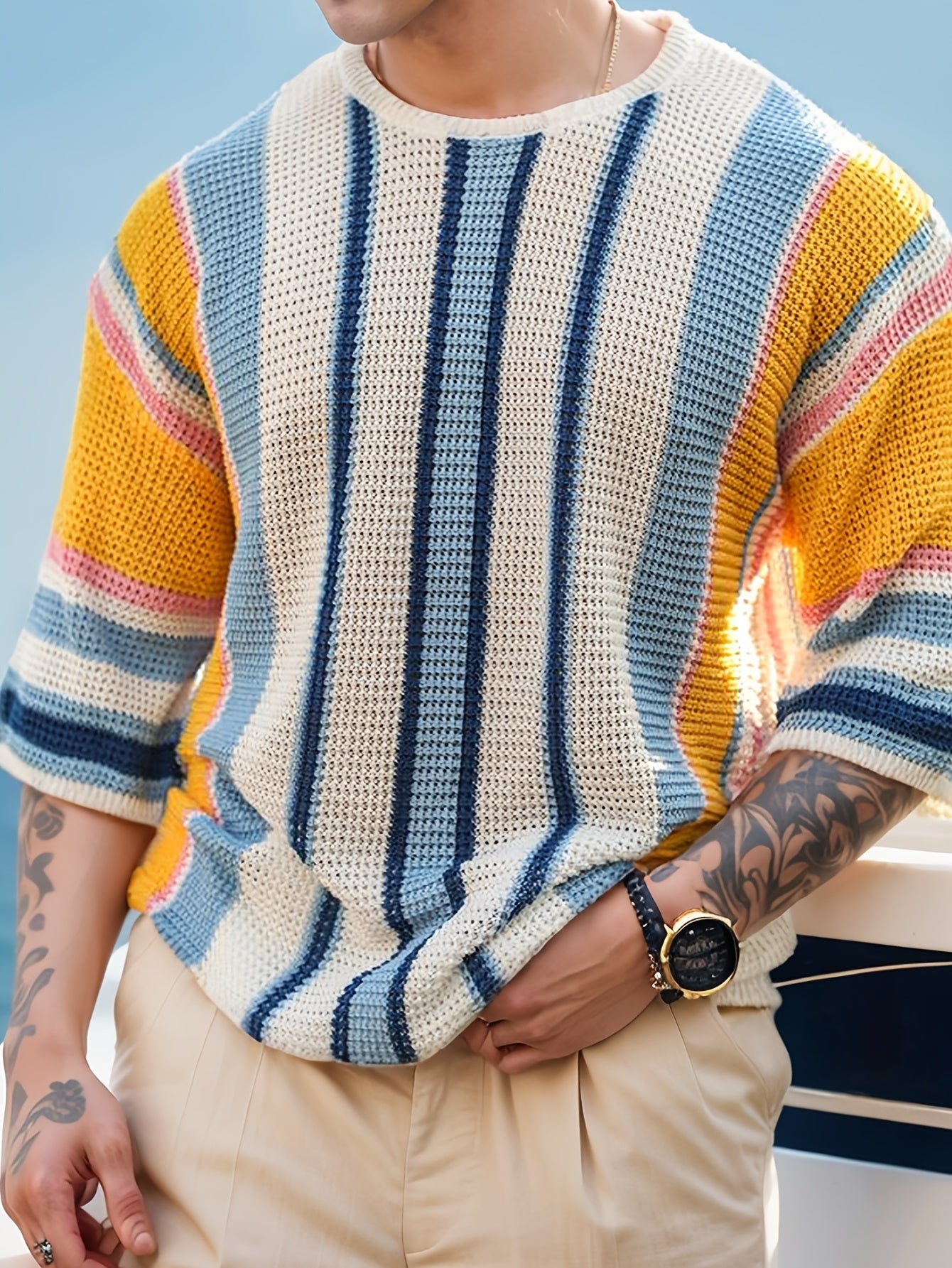 Casual Striped Knitted Sweater – Comfortable and Airy