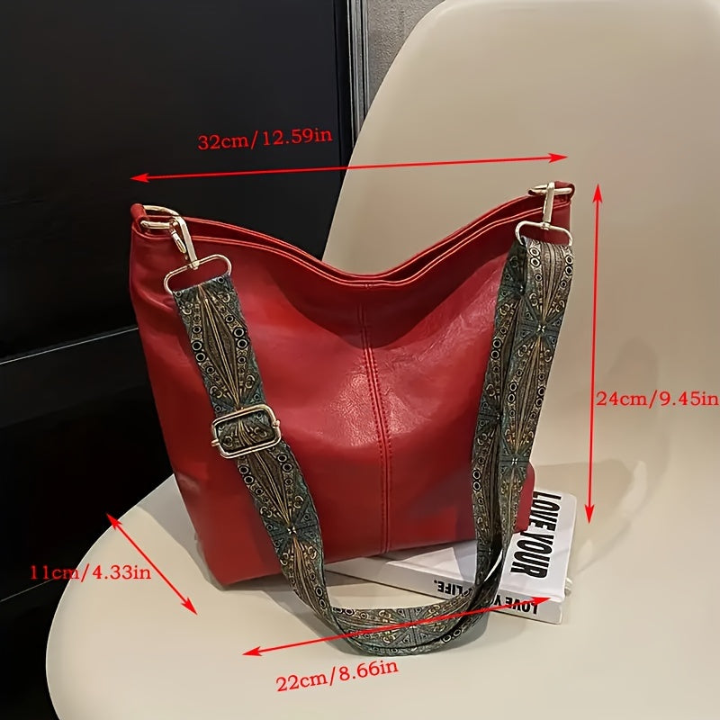 Wide Geometric Bag – Large Capacity Crossbody with Retro Vibe