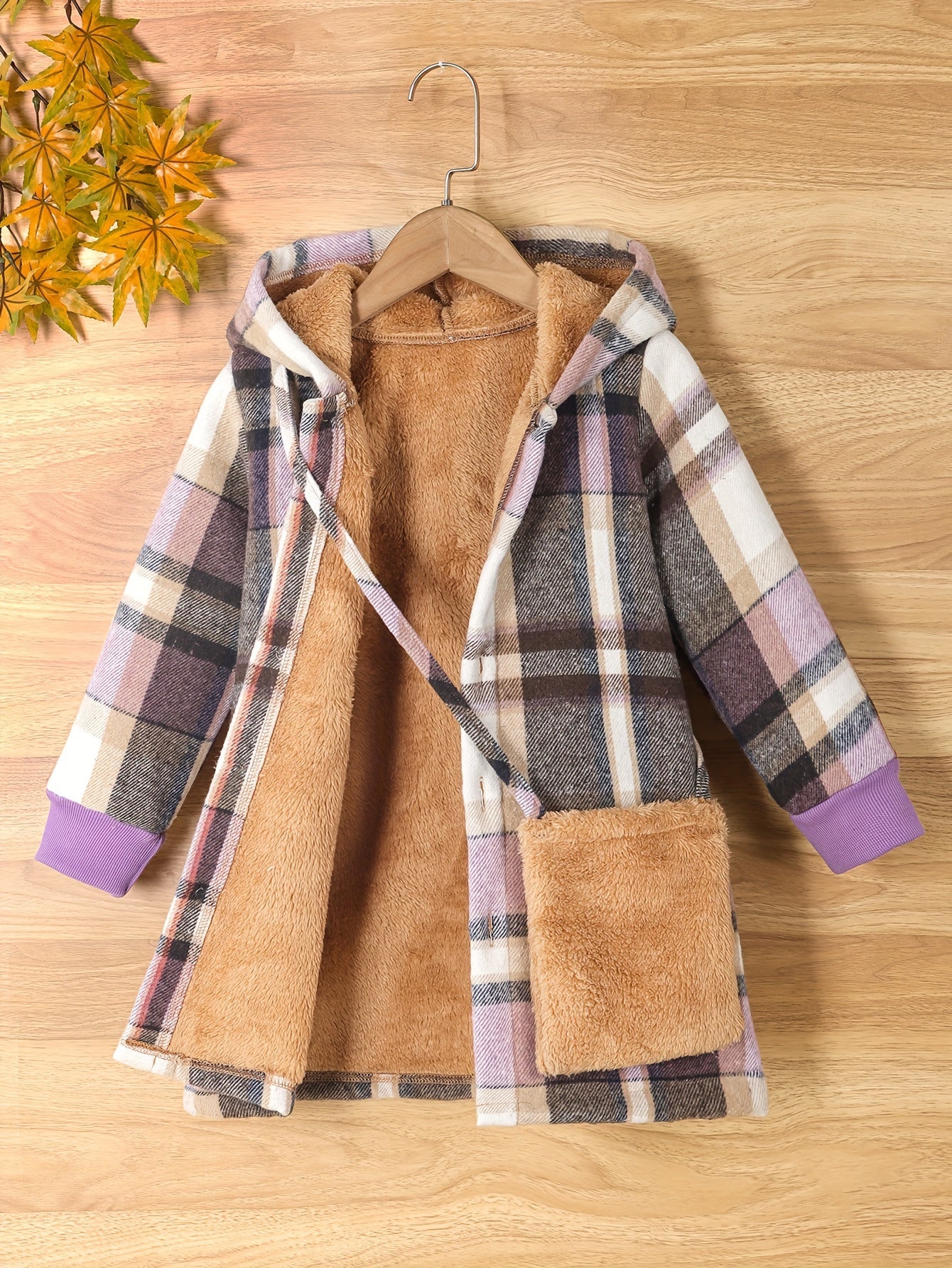 Fleur Fleece Checked Jacket for Kids - Warm and Stylish for Winter