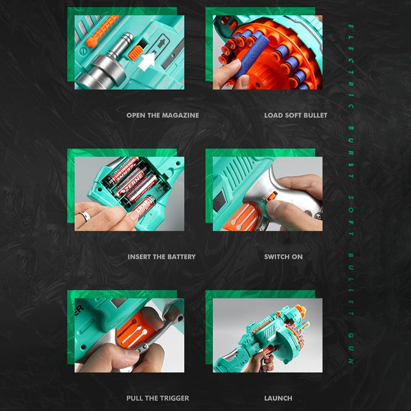 Automatic Foam Blaster – Turquoise Pistol with 40 Foam Balls for Fun Playtime