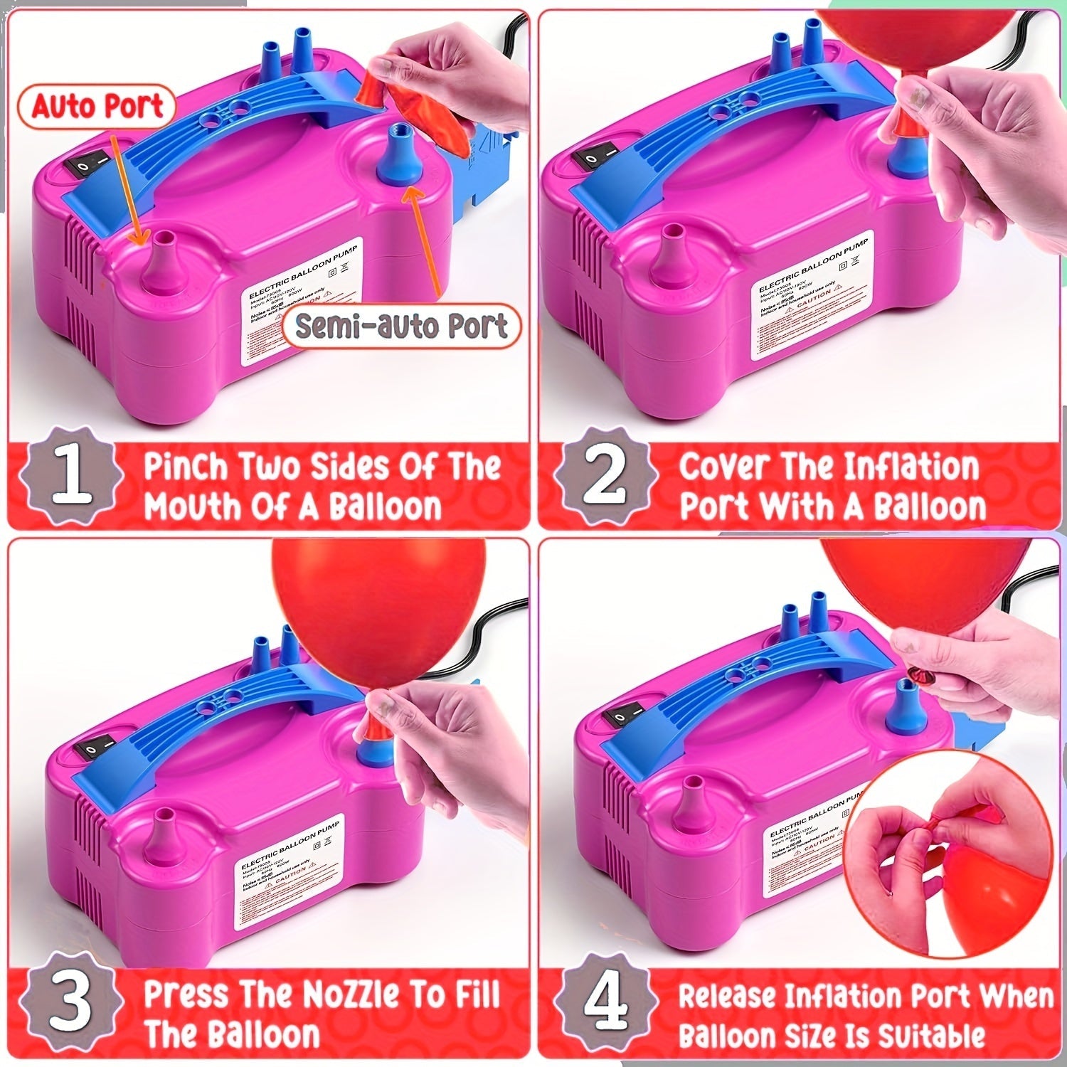 Dual Nozzle Electric Balloon Pump – Fast and Easy Balloon Inflation