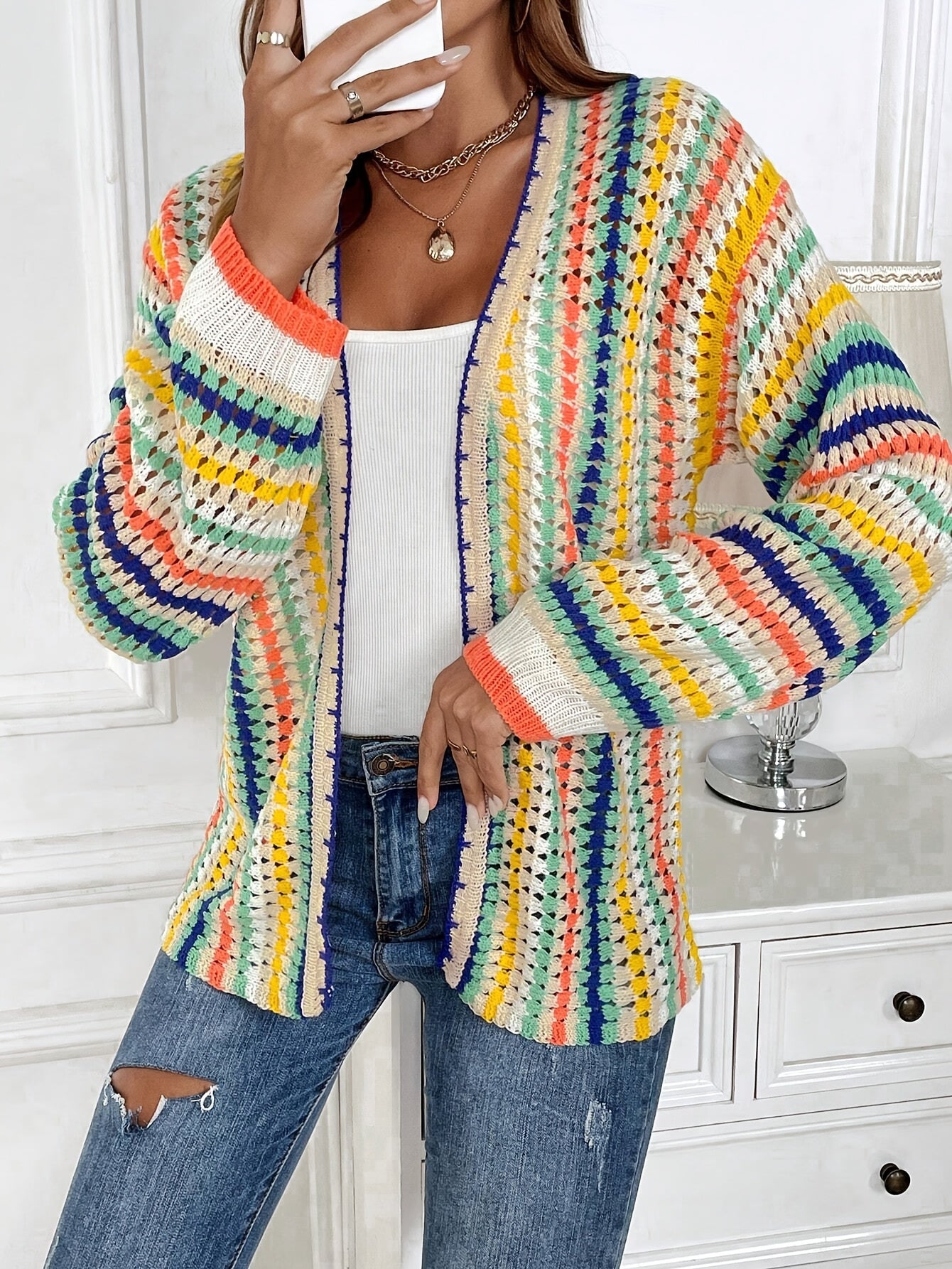 Vibrant Striped Cardigan – Perfect for Spring and Autumn Fashion
