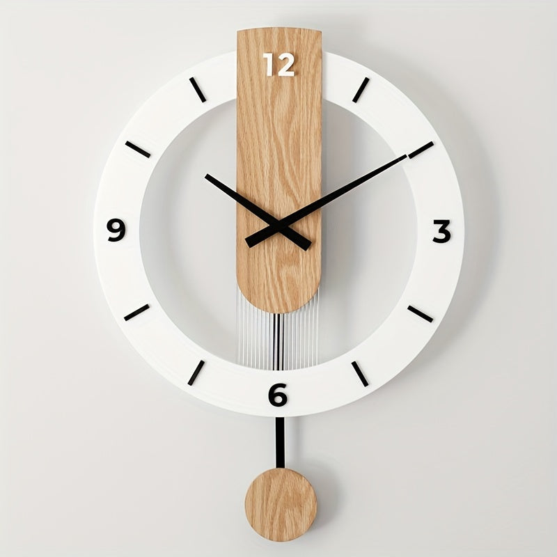 Creative Pendulum Wall Clock Made of Wood and Acrylic – Stylish and Silent Decoration