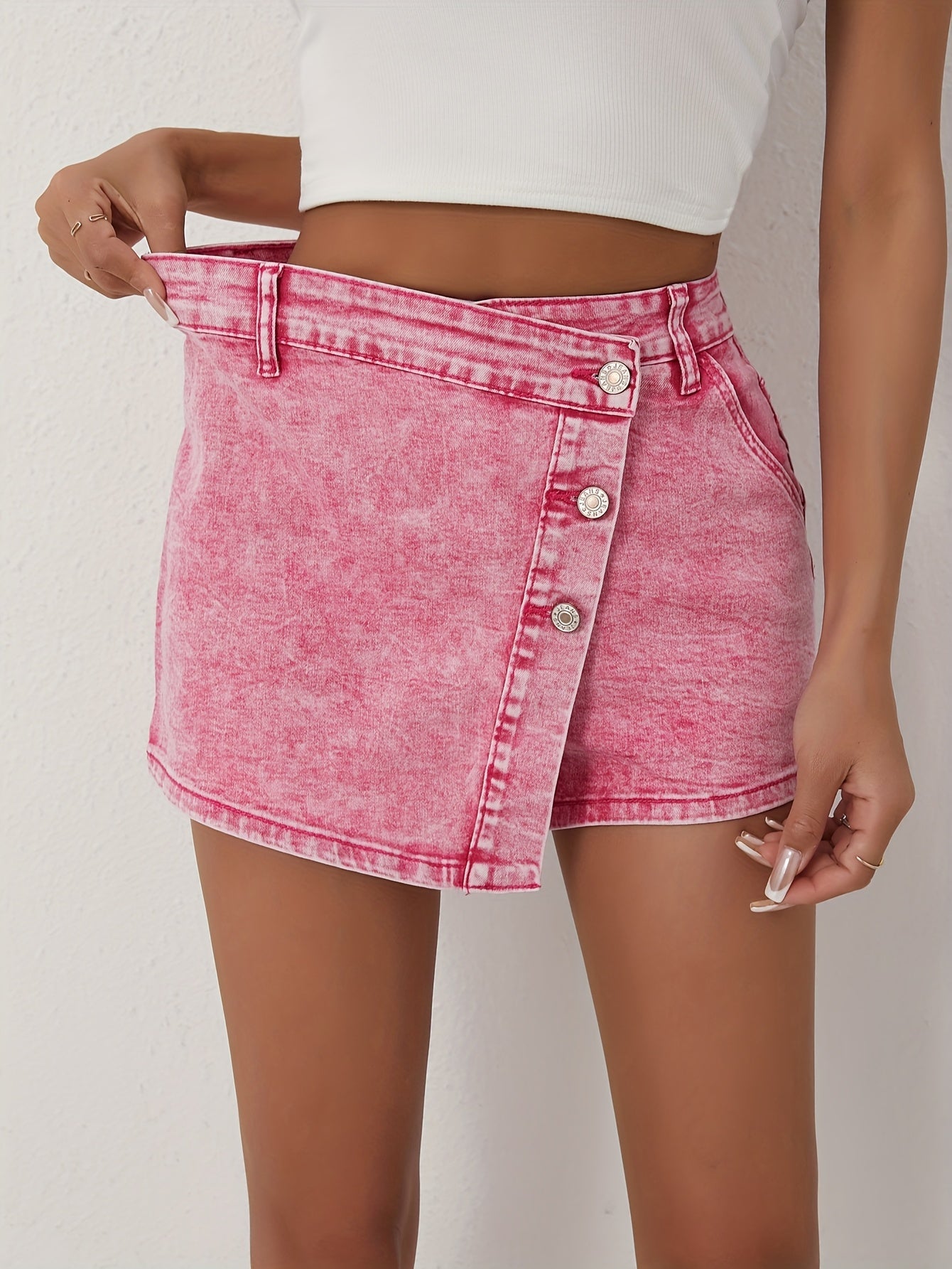 Stretch Denim Skort for Women – Slim Fit and Asymmetrical