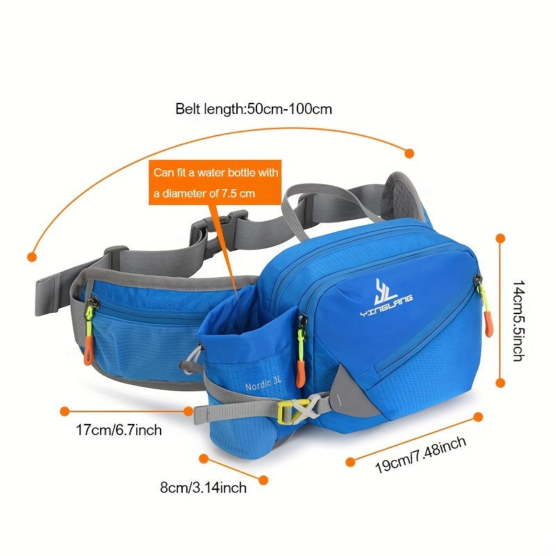 Versatile Running Waist Bag with Water Bottle Holder – Durable Nylon with Zippers for Hiking and Marathons