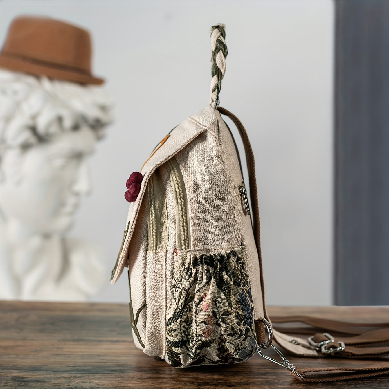EthnoCharm Embroidered Backpack – Artistic and Practical