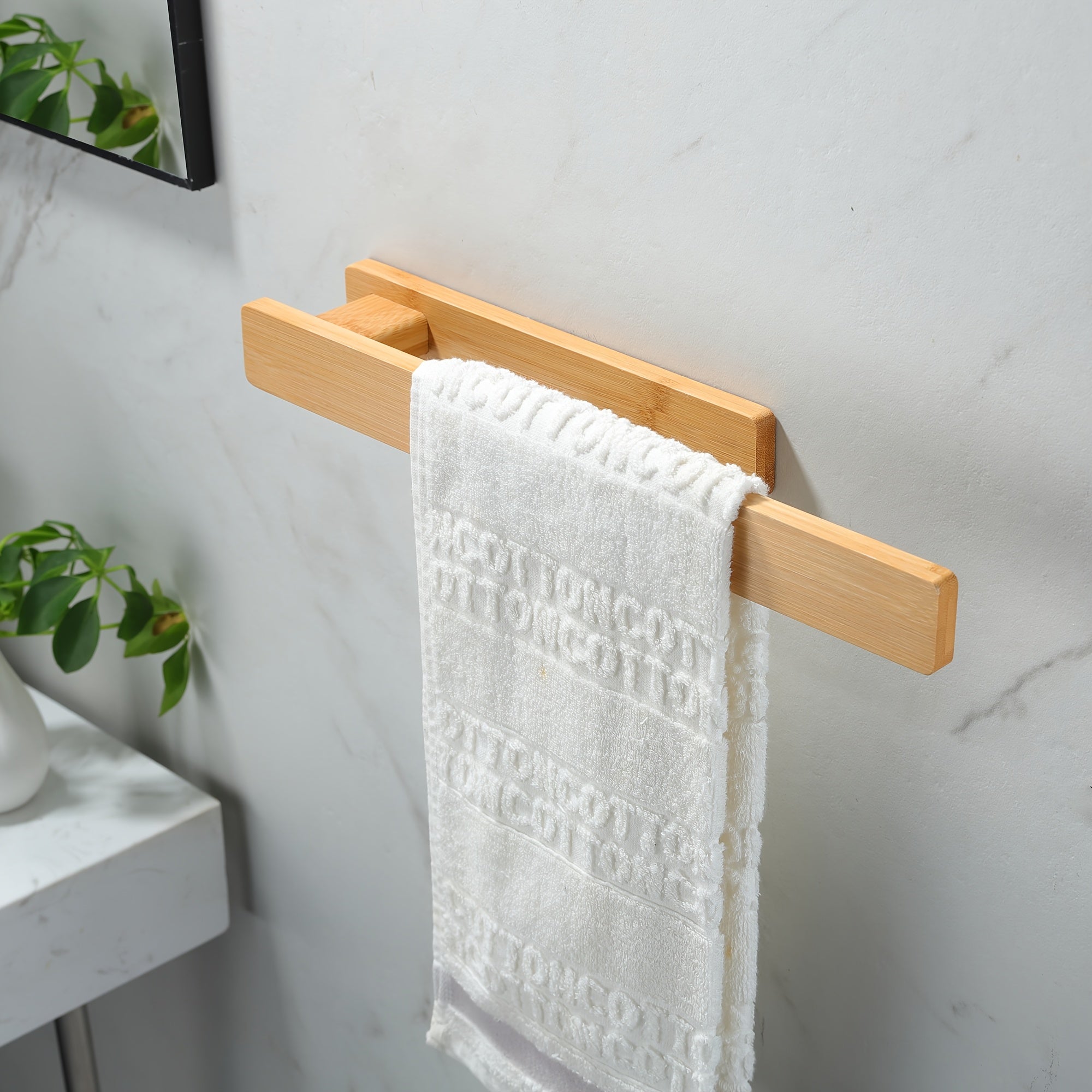 Modern Wooden Towel Holder – Elegant Wall-Mount Without Tools