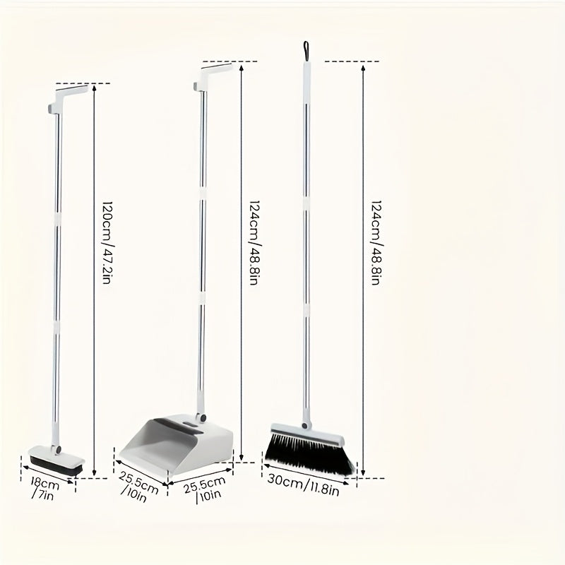 Foldable 3-in-1 Broom and Dustpan Set – Convenient Solution for Quick and Efficient Cleaning
