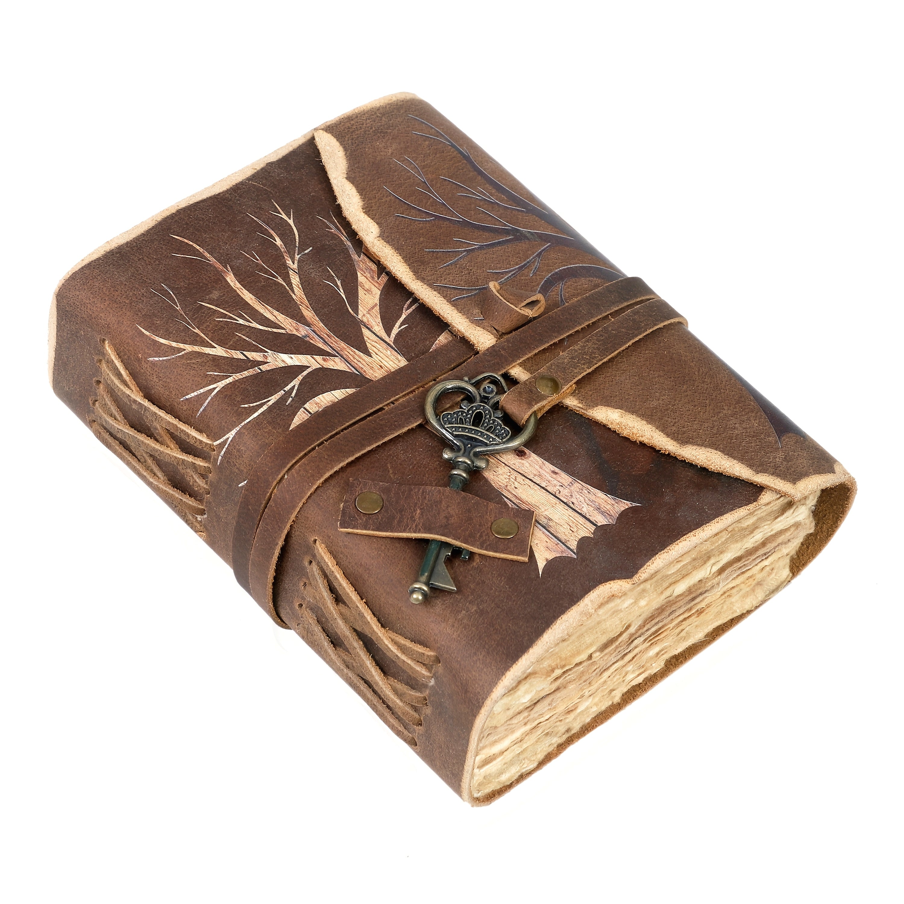 Handmade Vintage Notebook with Leather Look and Key Closure – For Creative Minds