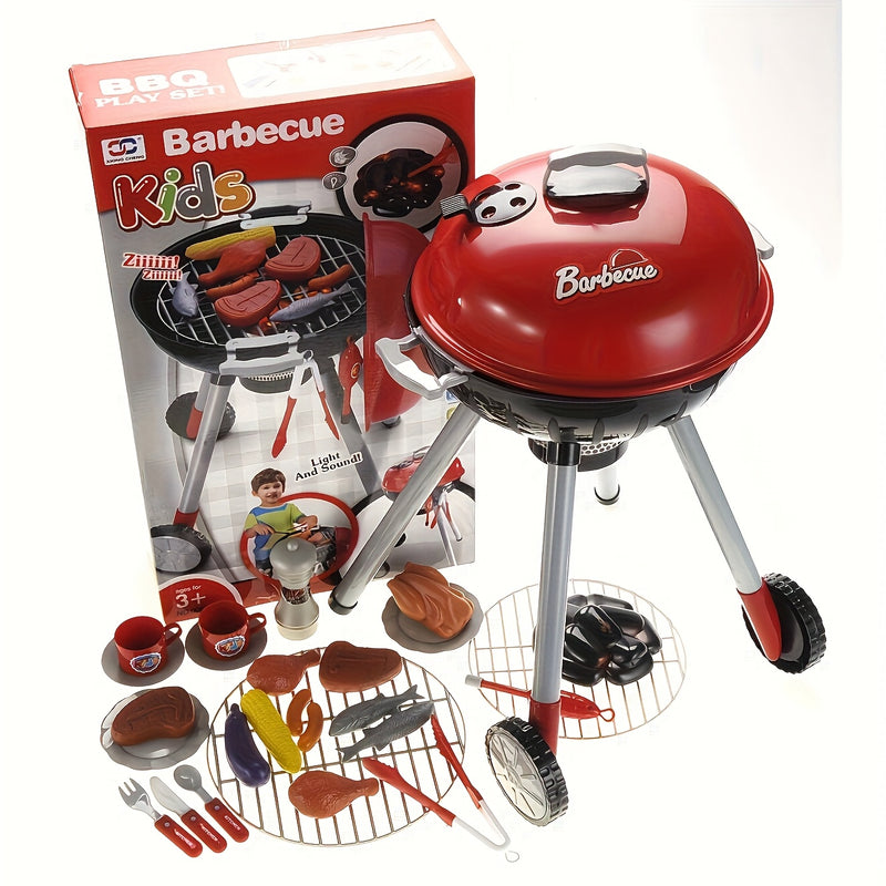 Kids’ BBQ Grill Playset – Rotating Wheels and Full Accessory Kit