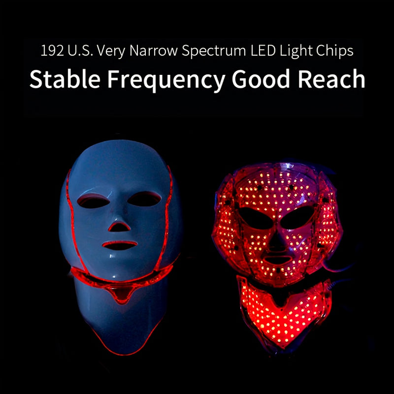 7-Colour LED Facial & Neck Mask – USB Rechargeable Skincare Device