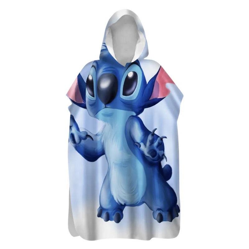 Stitch Microfiber Bath Cape with Hood – Quick-Drying and Suitable for Indoor and Outdoor Use
