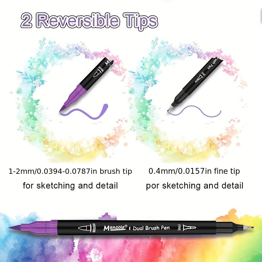 100 Colors Dual-Tip Marker Set – Versatile Fineliner and Brush Tips for Creative Projects
