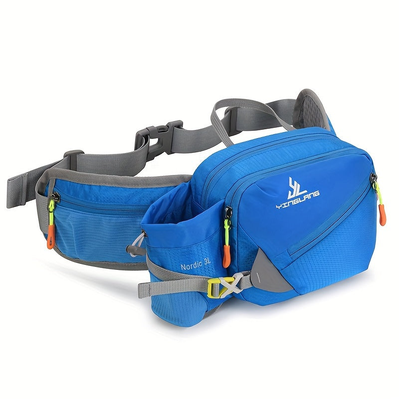 Versatile Running Waist Bag with Water Bottle Holder – Durable Nylon with Zippers for Hiking and Marathons