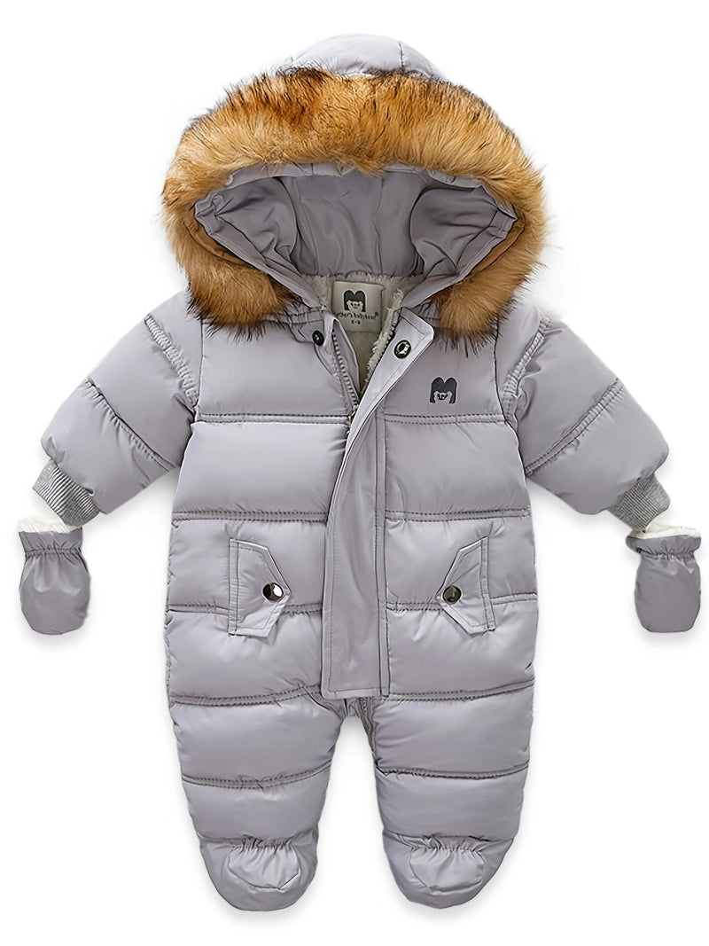 Snowy Baby Romper – Warm Winter Onesie with Hood for Outdoors