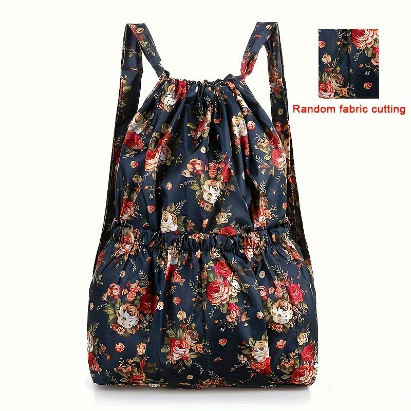 Geometric Nylon Backpack with Drawstring Closure – Perfect for Travel and Sports Activities