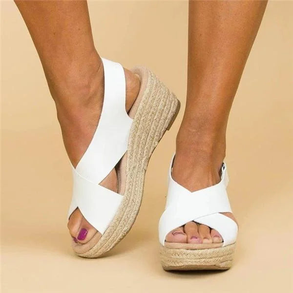 Chic Cross-Strap Wedge Sandals – Comfortable Summer Style