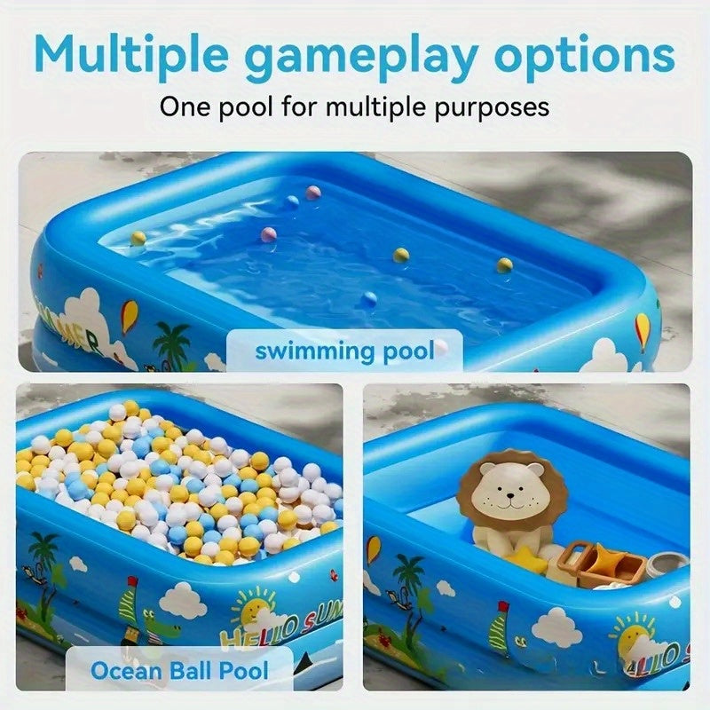 Ocean Splash Inflatable Kids’ Pool – Thick PVC for Backyard Fun