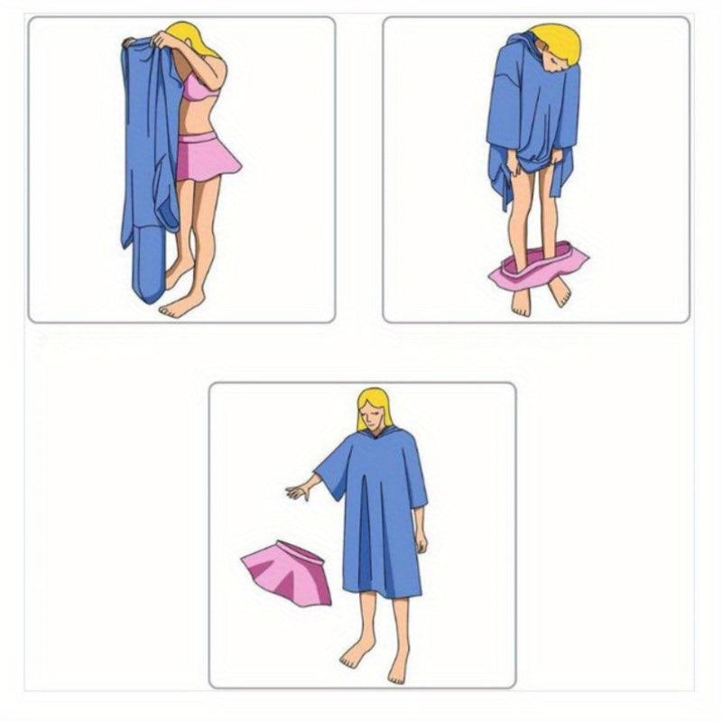Stitch Microfiber Bath Cape with Hood – Quick-Drying and Suitable for Indoor and Outdoor Use