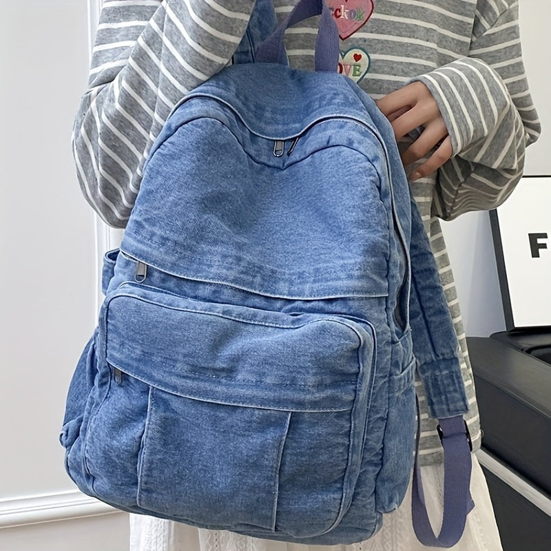 Denim Casual Backpack – Trendy and Versatile Bag for Men and Women