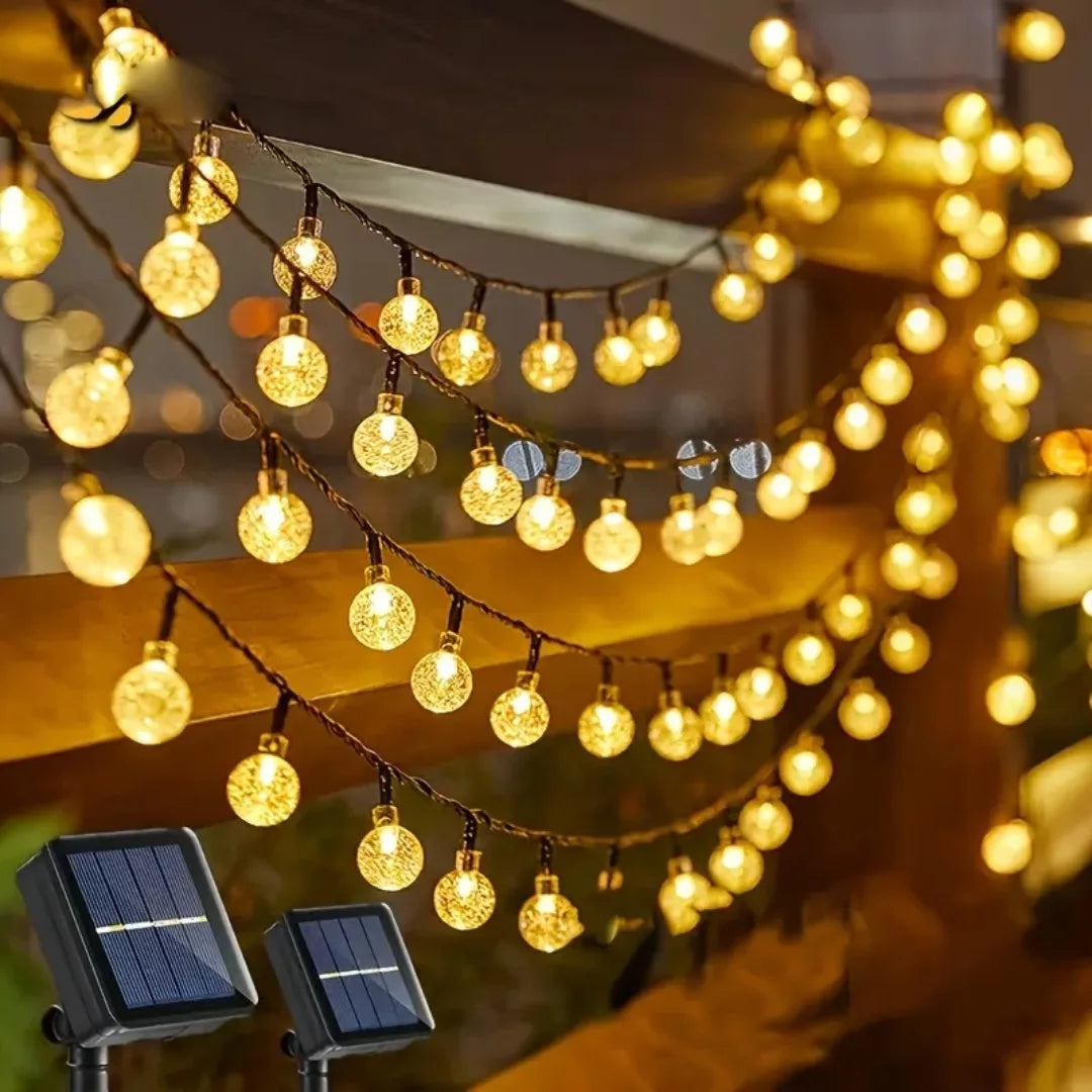 Solar LED String Lights with Balls – Warm and Cosy