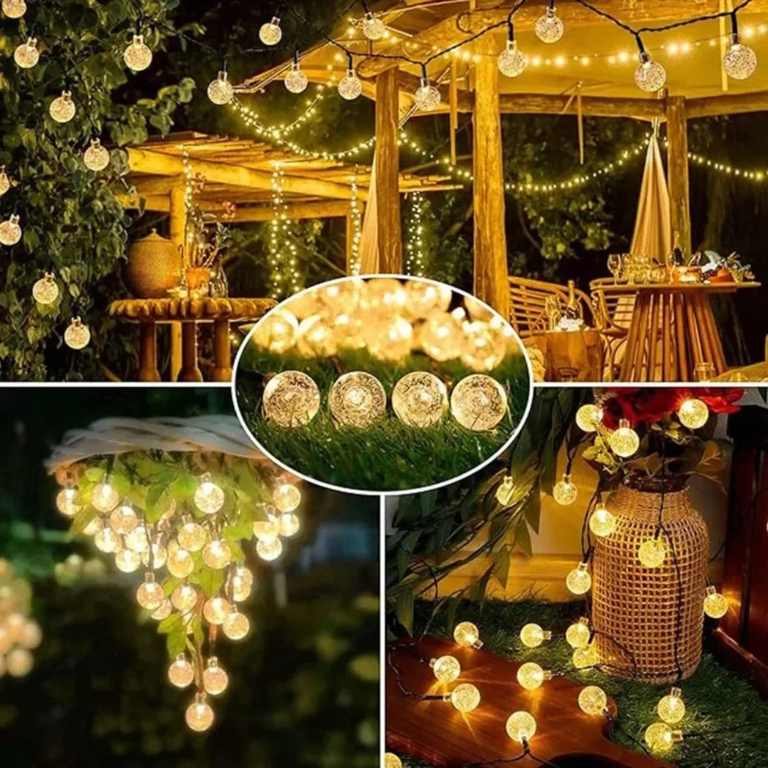 Solar LED String Lights with Balls – Warm and Cosy