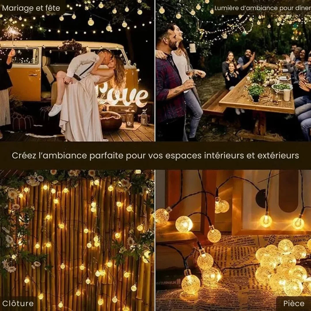 Solar LED String Lights with Balls – Warm and Cosy