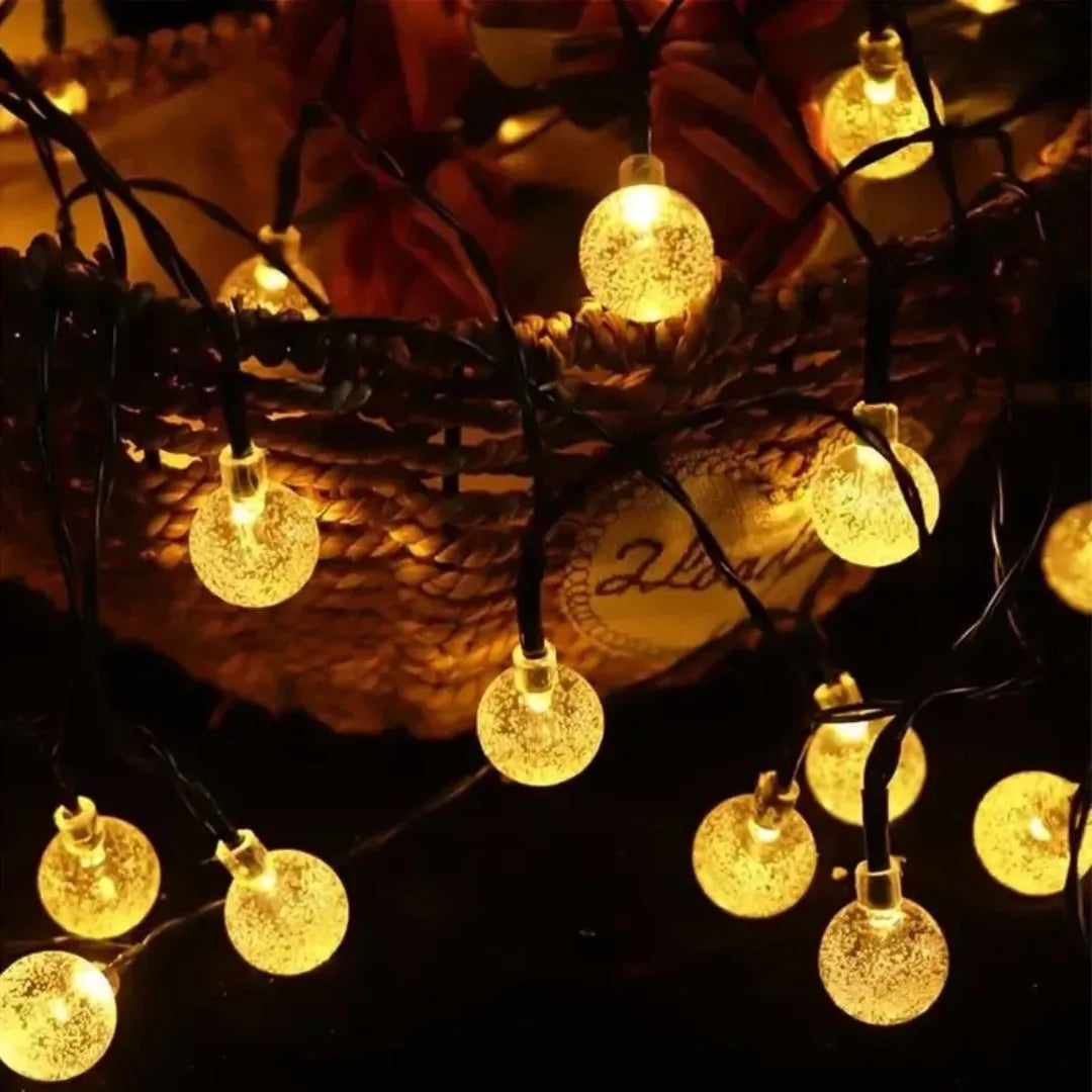 Solar LED String Lights with Balls – Warm and Cosy