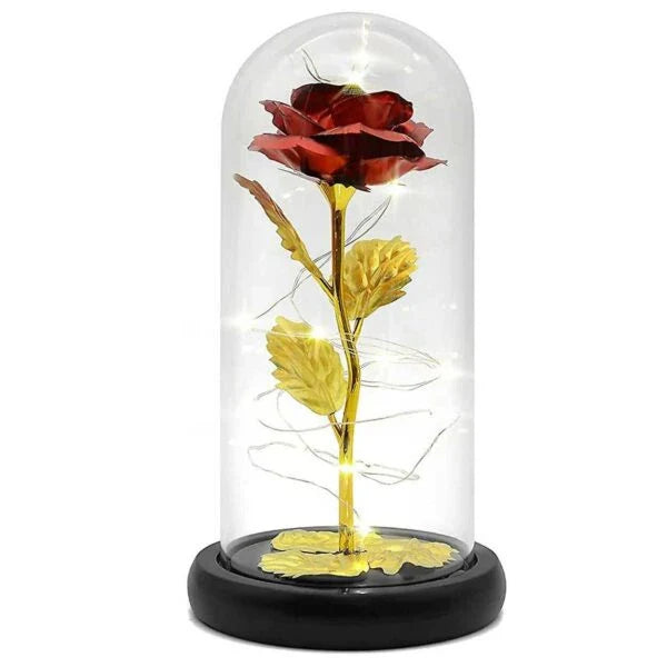 24-Carat Gold Plated Eternity Rose - Timeless Romance in a Glass Dome