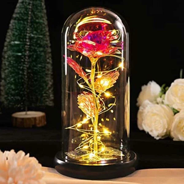 24-Carat Gold Plated Eternity Rose - Timeless Romance in a Glass Dome