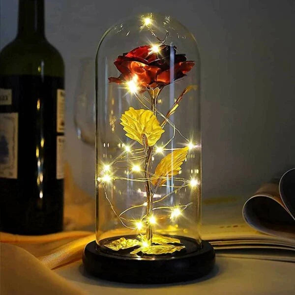 24-Carat Gold Plated Eternity Rose - Timeless Romance in a Glass Dome