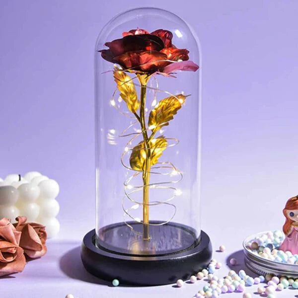24-Carat Gold Plated Eternity Rose - Timeless Romance in a Glass Dome
